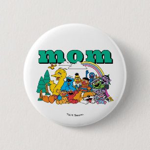 Sesame Street Charaktere & Straßenschild Geburtsta Button