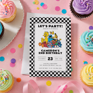 Sesame Street Checkerboard Birthday Einladung
