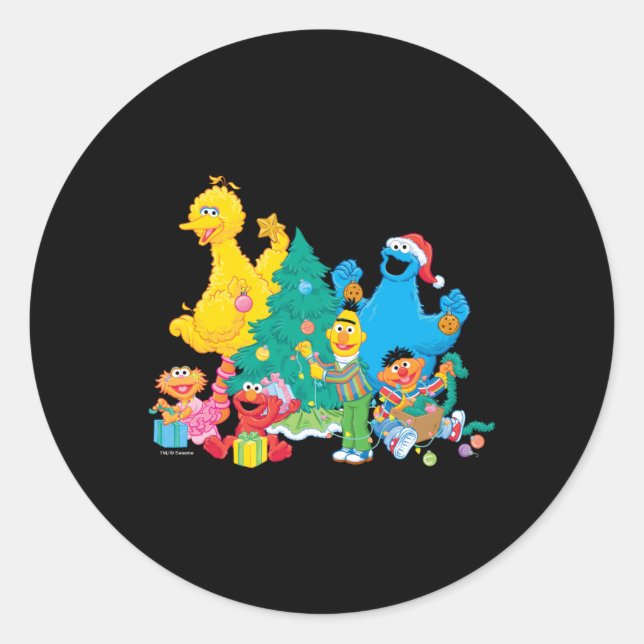 Sesame Street Christmas Pals T Shirt  Runder Aufkleber (Vorderseite)