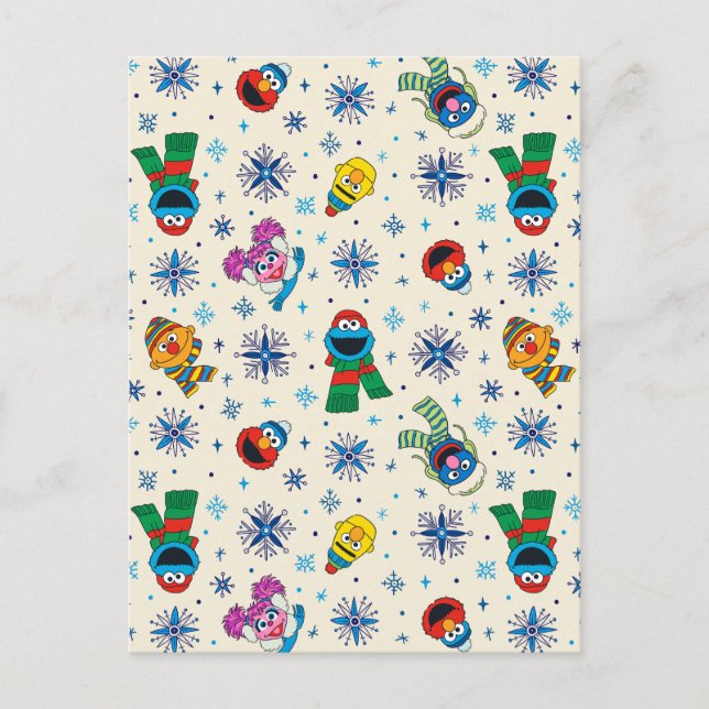 Sesame Street Christmas Snowflake Pattern Postkarte (Vorderseite)