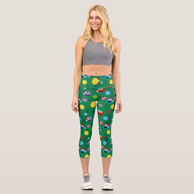 Sesame Street Christmas Tree Pattern Capri Leggings (Vorderseite)