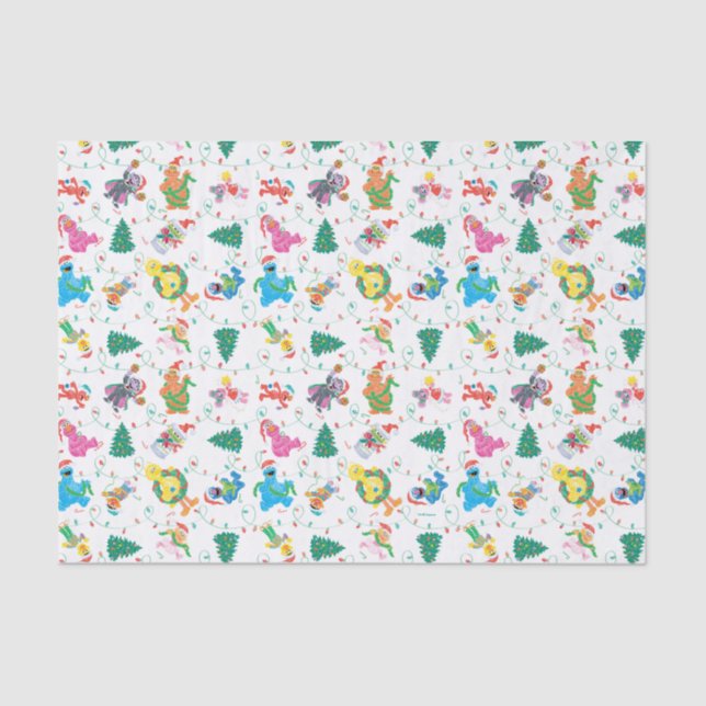 Sesame Street Christmas Tree Pattern Seidenpapier (Vorderseite)
