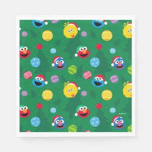 Sesame Street Christmas Tree Pattern Serviette