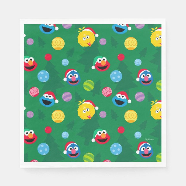 Sesame Street Christmas Tree Pattern Serviette (Vorderseite)