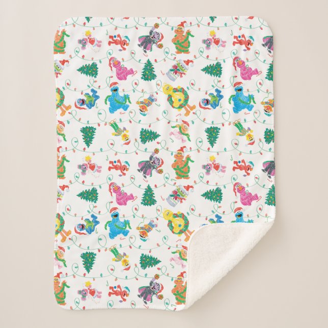 Sesame Street Christmas Tree Pattern Sherpadecke (Vorderseite)