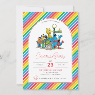 Sesame Street Colorful Rainbow Birthday Einladung