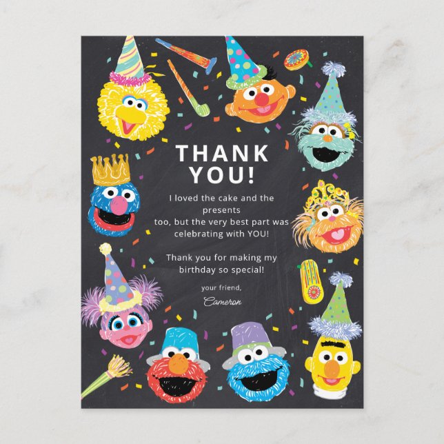Sesame Street Confetti Happy Birthday Postkarte (Vorderseite)