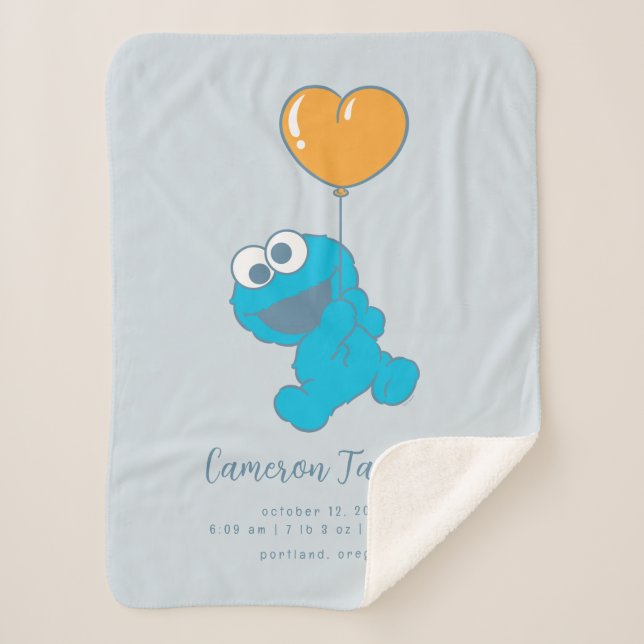Sesame Street Cookie Monster Baby Birth Stats Sherpadecke (Vorderseite)