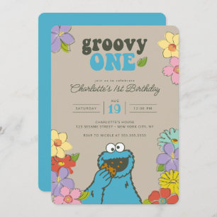 Sesame Street Cookie Monster Groovy One Geburtst Einladung