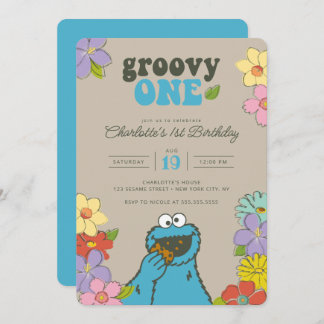 Sesame Street Cookie Monster | Groovy One Geburtst Einladung