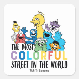 Sesame Street   Die bunteste Straße Quadratischer Aufkleber