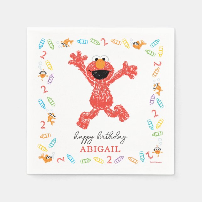 Sesame Street Elmo | Birthday Crayon Serviette (Vorderseite)