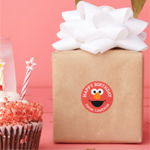 Sesame Street Elmo Face Happy Birthday Gift Tag Runder Aufkleber