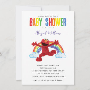 Sesame Street - Elmo Regenbogen-Baby-Party Einladung