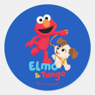Sesame Street   Elmo & Tango laufen Runder Aufkleber