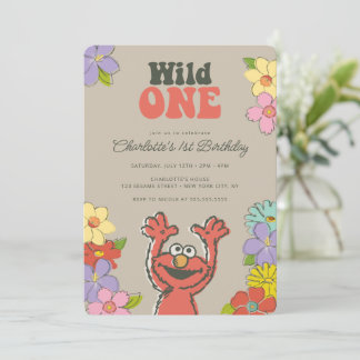 Sesame Street Elmo | Wild One Floral Birthday Einladung