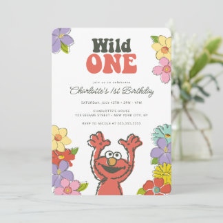 Sesame Street Elmo | Wild One Floral Birthday Einladung