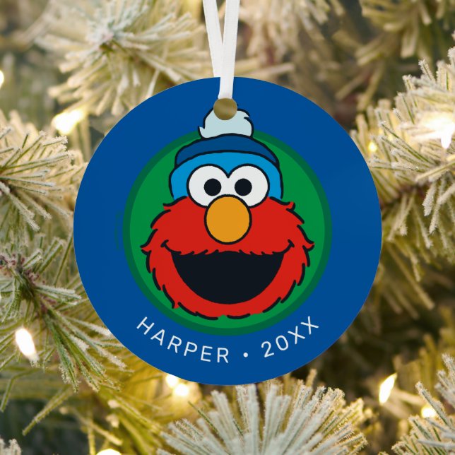 Sesame Street Elmo Winter Elmo Beanie Ornament Aus Metall (InSitu)