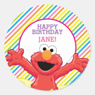 Sesame Street   Elmos Mädchen-Geburtstag Runder Aufkleber