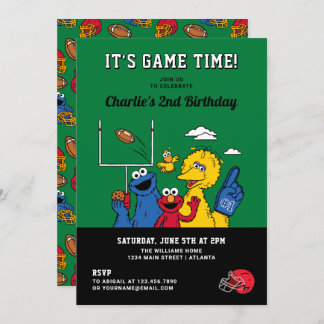 Sesame Street Football Birthday Einladung