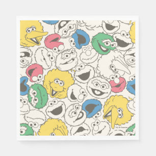 Sesame Street Freunde   Big Head Core Muster Serviette