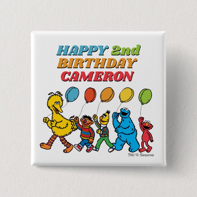 Sesame Street Freunde | Geburtstagsballons Button (Vorderseite)