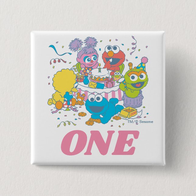 Sesame Street Freunde Pastell | 1. Geburtstag Button (Vorderseite)