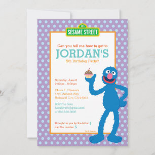 Sesame Street Grover Polka Dot Birthday Einladung