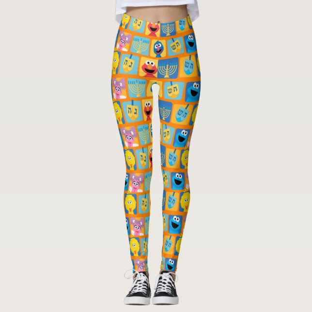 Sesame Street Hanukkah Pattern Leggings (Vorderseite)