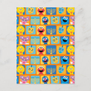 Sesame Street Hanukkah Pattern Postkarte
