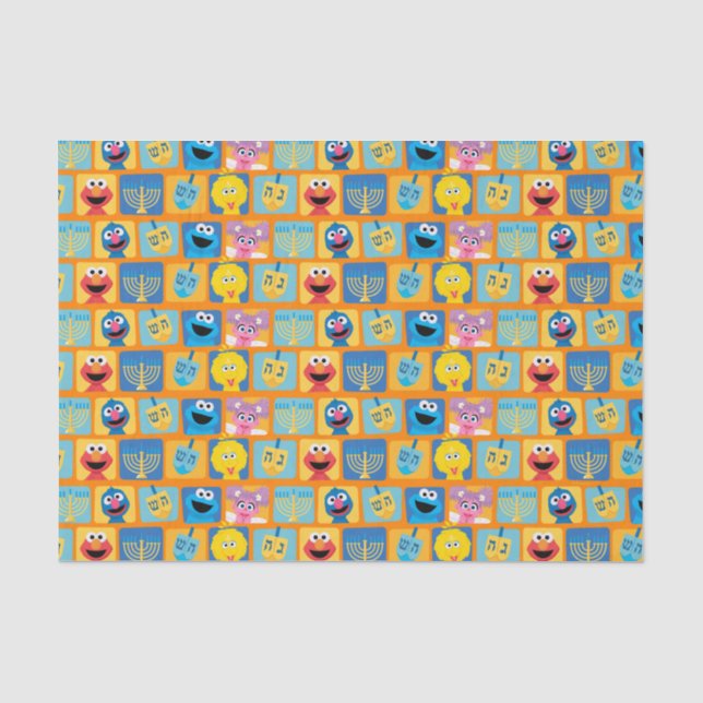 Sesame Street Hanukkah Pattern Seidenpapier (Vorderseite)