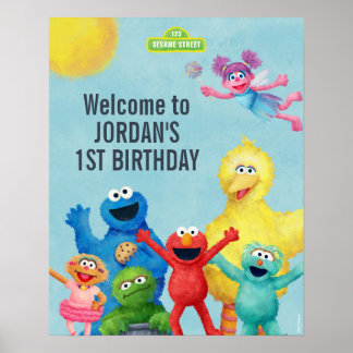 Sesame Street Illustration Geburtstagswillkommen Poster