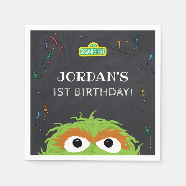 Sesame Street | Oscar Birthday Chalkboard Serviette (Vorderseite)