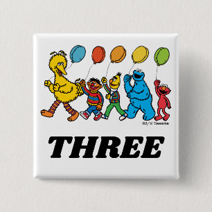 Sesame Street Pals 3. Geburtstagsballons Button