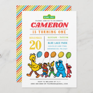 Sesame Street Pals | Balloons 1. Geburtstag Einladung