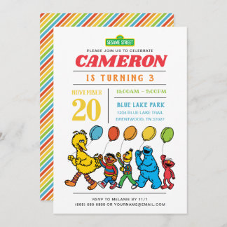 Sesame Street Pals | Balloons 3. Geburtstag Einladung