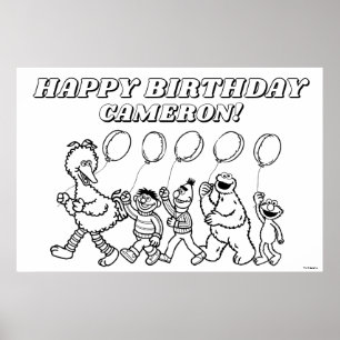 Sesame Street Pals Balloons Birthday Coloring Poster