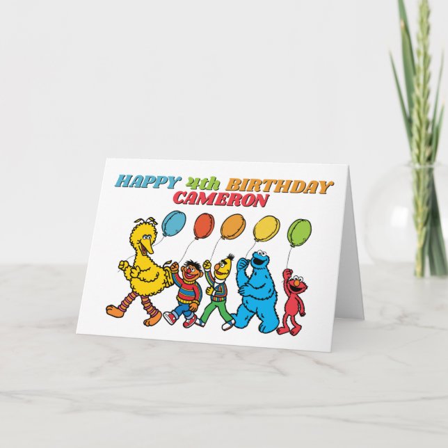 Sesame Street Pals Balloons Birthday Karte (Vorderseite)