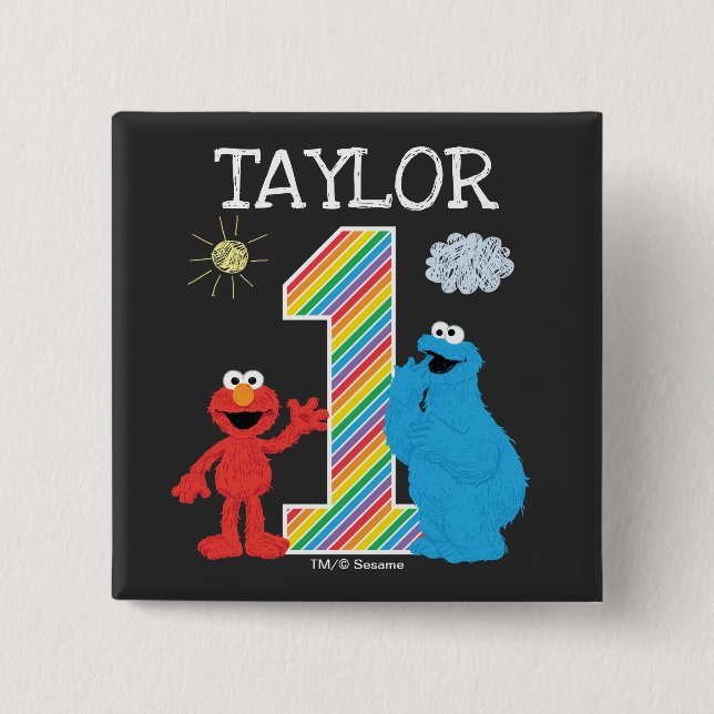 Sesame Street Pals Chalkboard Rainbow 1. Geburtsta Button (Vorderseite)