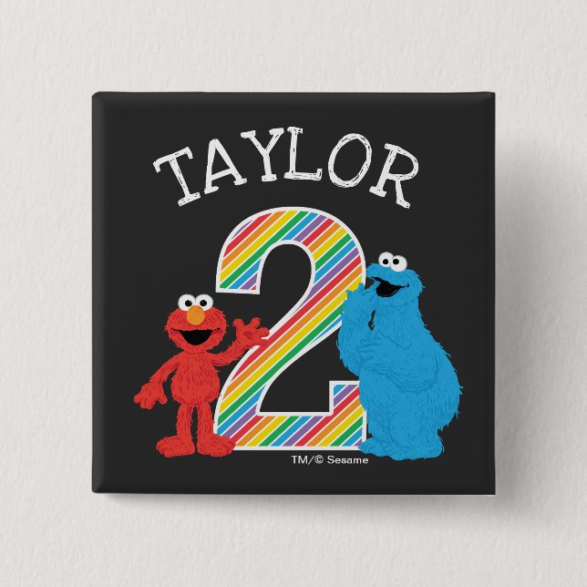 Sesame Street Pals Chalkboard Rainbow 2. Geburtsta Button (Vorderseite)