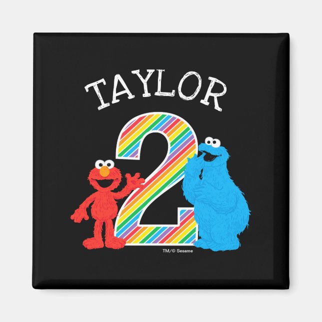 Sesame Street Pals Chalkboard Rainbow 2nd Birthday Magnet (Vorne)