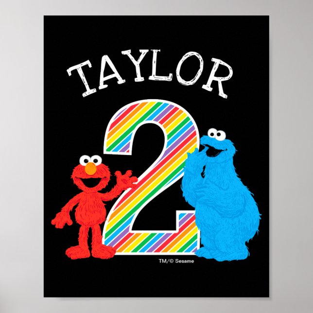 Sesame Street Pals Chalkboard Rainbow 2nd Birthday Poster (Vorne)