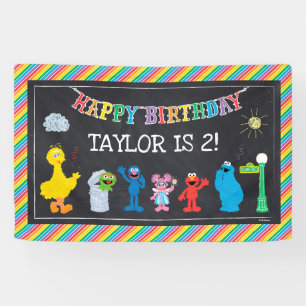 Sesame Street Pals Chalkboard Rainbow Birthday Ban Banner