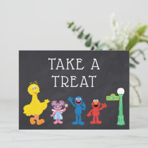 Sesame Street Pals Chalkboard Rainbow Birthday Einladung