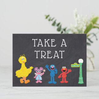 Sesame Street Pals Chalkboard Rainbow Birthday Einladung