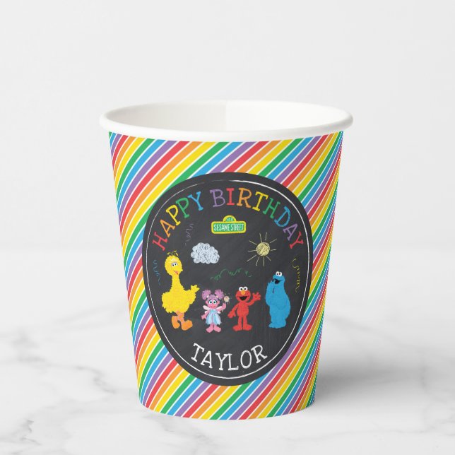 Sesame Street Pals Chalkboard Rainbow Birthday Pappbecher (Links)