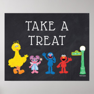 Sesame Street Pals Chalkboard Rainbow Birthday Poster