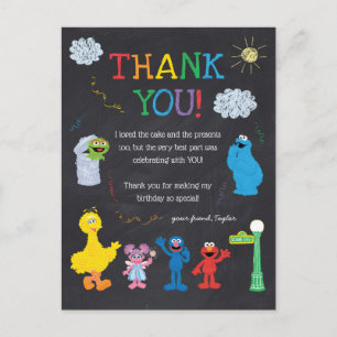 Sesame Street Pals Chalkboard Rainbow Vielen Dank Postkarte