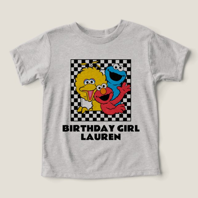 Sesame Street Pals Checkered Birthday Mädchen (Design Vorderseite)