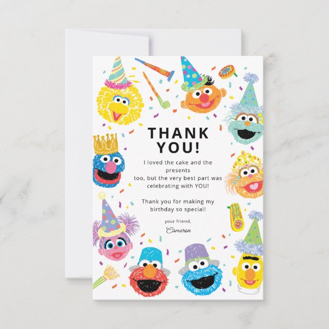 Sesame Street Pals Confetti Birthday Dankeskarte (Vorderseite)